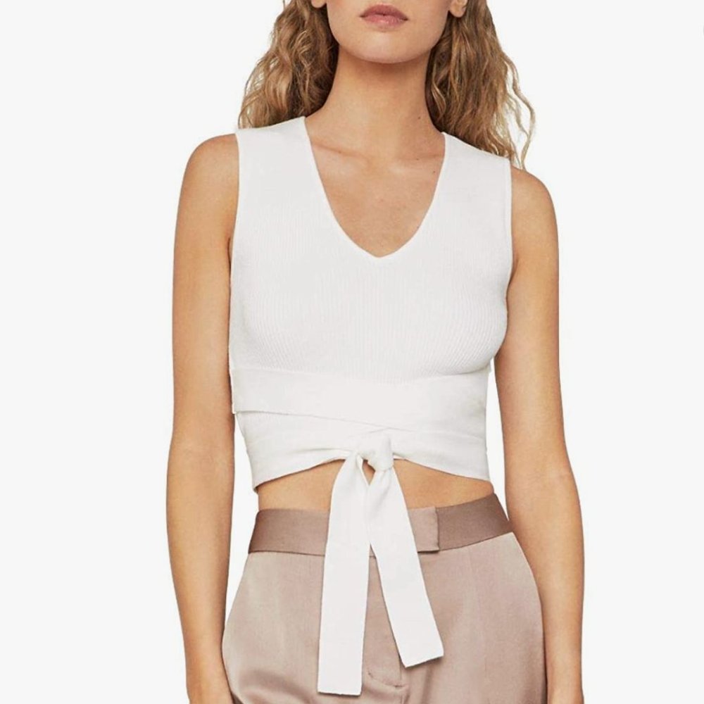 BCBG Cotton Rib Wrap Top